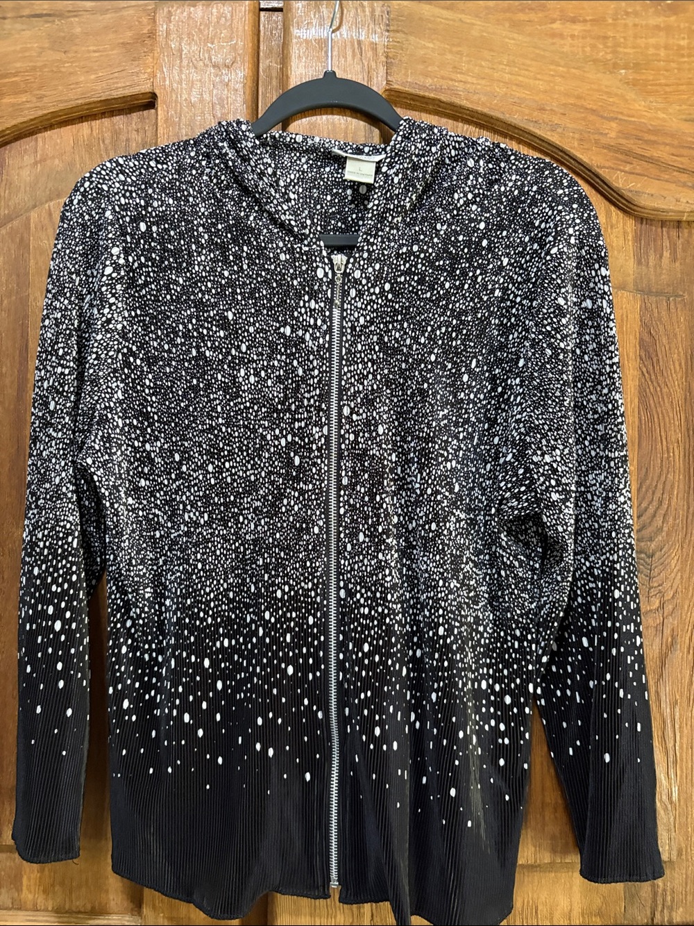 Christopher & Banks Black and White Speckled Zip Hoodie